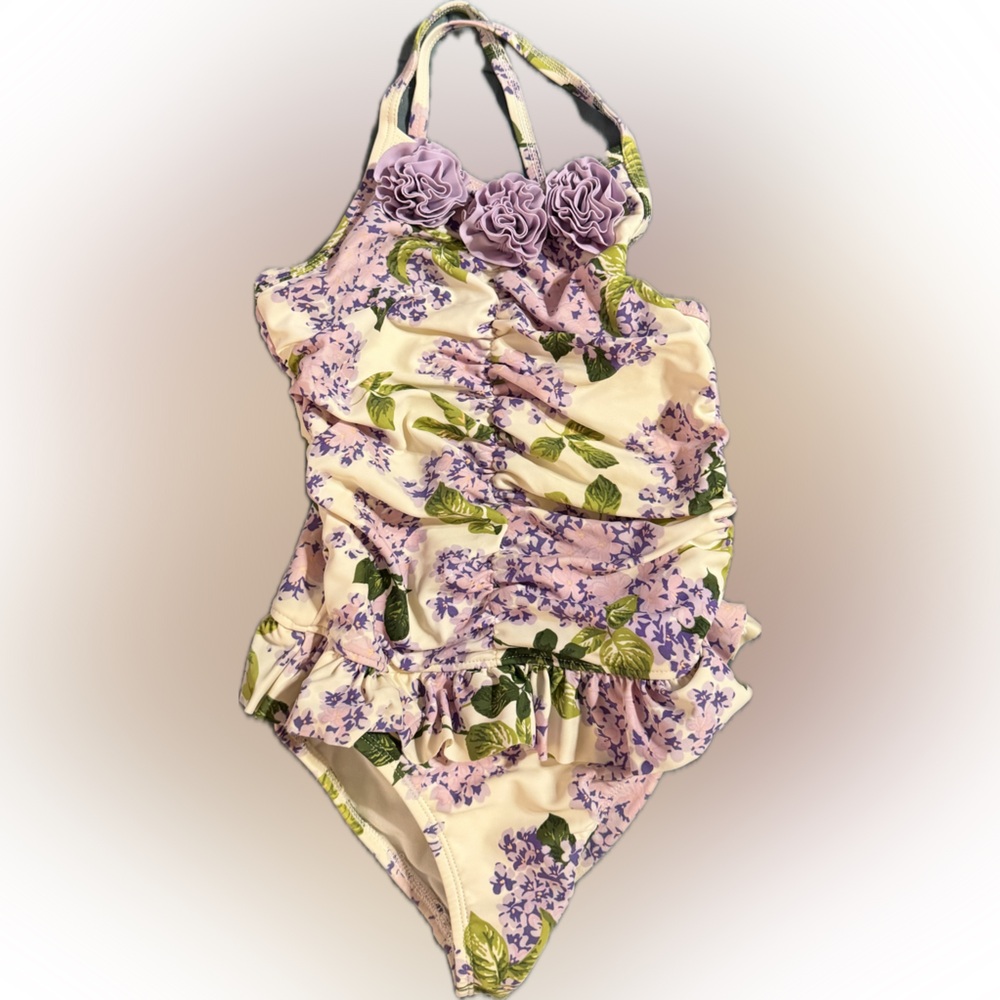 Gymboree Lilac Floral Ruffle One-Piece Swimsuit